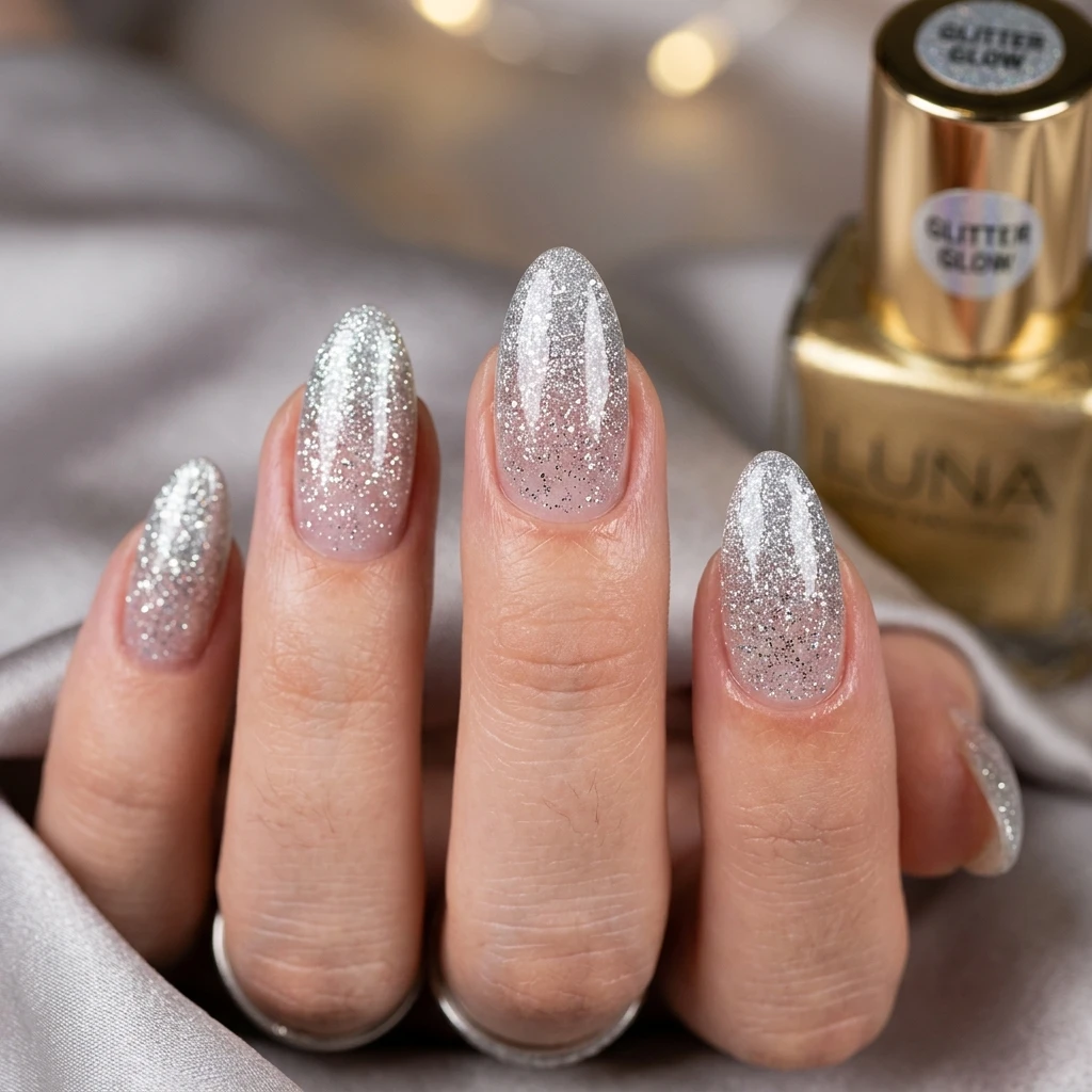 Glitter Almond Nails
